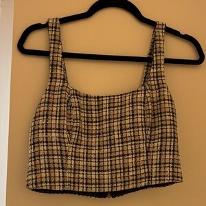 Abercrombie & Fitch Checkered Crop Top - Black and Tan